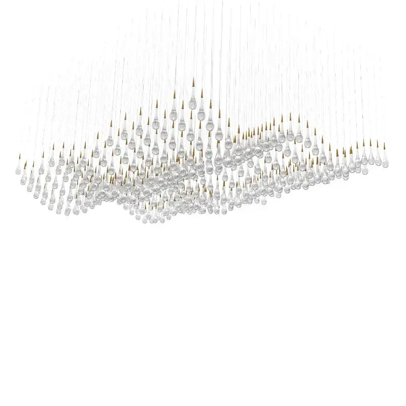 A modern decorbites crystal luxury chandelier with clear crystal teardrop pendants for dining room and hotel lobby
