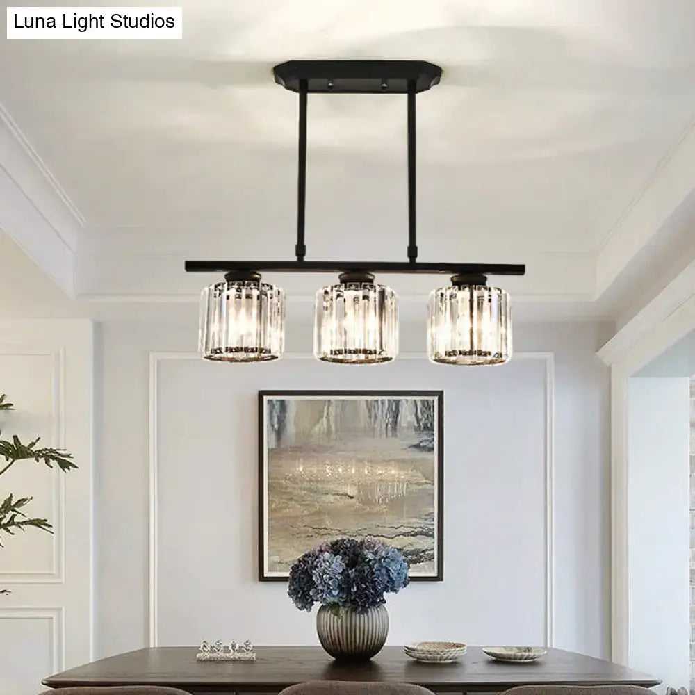 Black metal bar pendant light with three clear crystal shade glass shades for dining room island decorbites ceiling light
