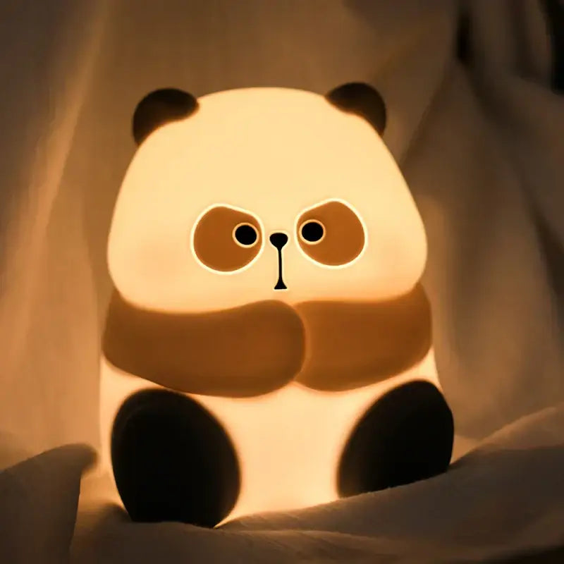 Decorbites cute panda night light with soft glowing illumination in black and white design for bedroom use