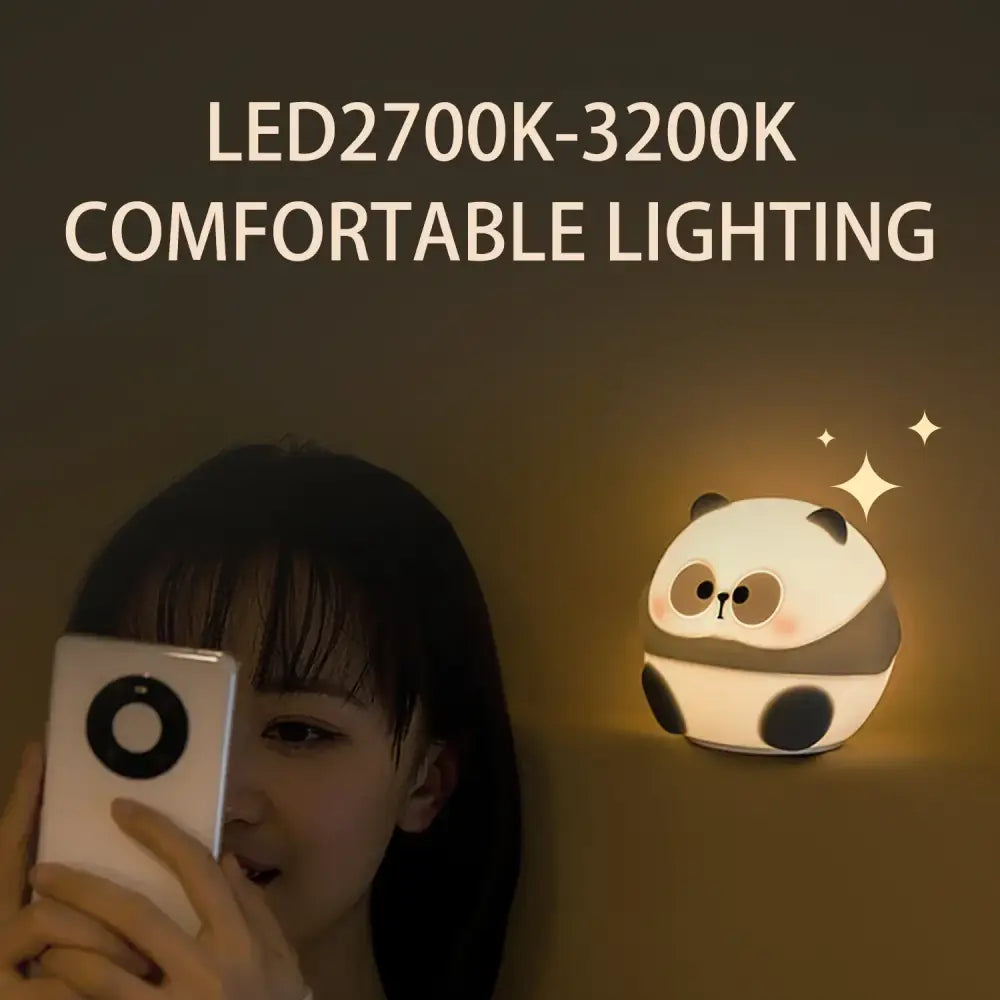 Decorbites cute panda night light with soft warm glow and adjustable 2700k-3200k lighting for bedroom use