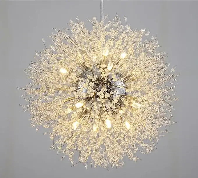 Decorbites dandelion chandelier gold and crystal living room light with delicate spherical design and warm-toned lights