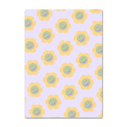 Decorbites™ danish pastel lavender notepad with cheerful smiley flower wall art pattern in yellow and green