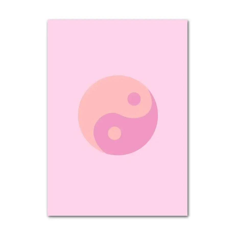 DecorBites™ danish pastel smiley flower wall art print featuring pink minimalist yin-yang design on soft pastel background