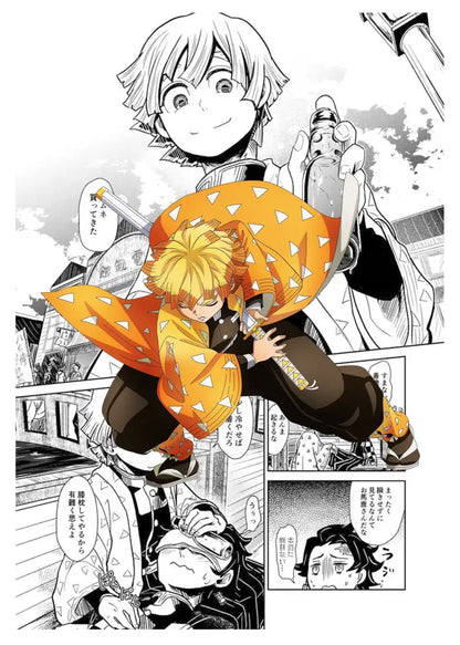 Decorbites™ demon slayer anime canvas poster featuring orange kimono with white triangular patterns for home decor