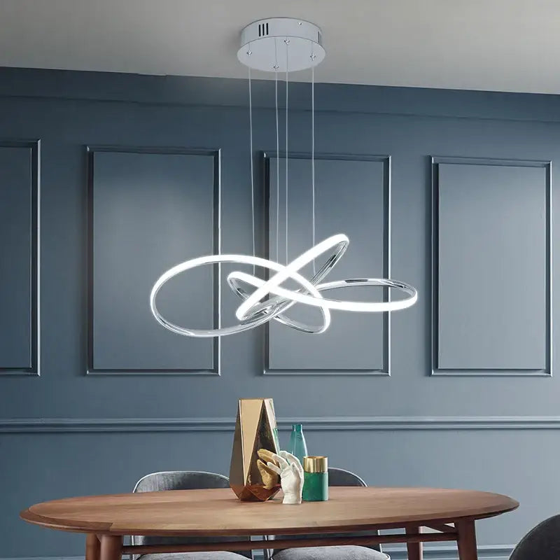 Decorbites™ dimmable modern chandelier with gold chrome black finish and sleek intertwined circular rings 60cm