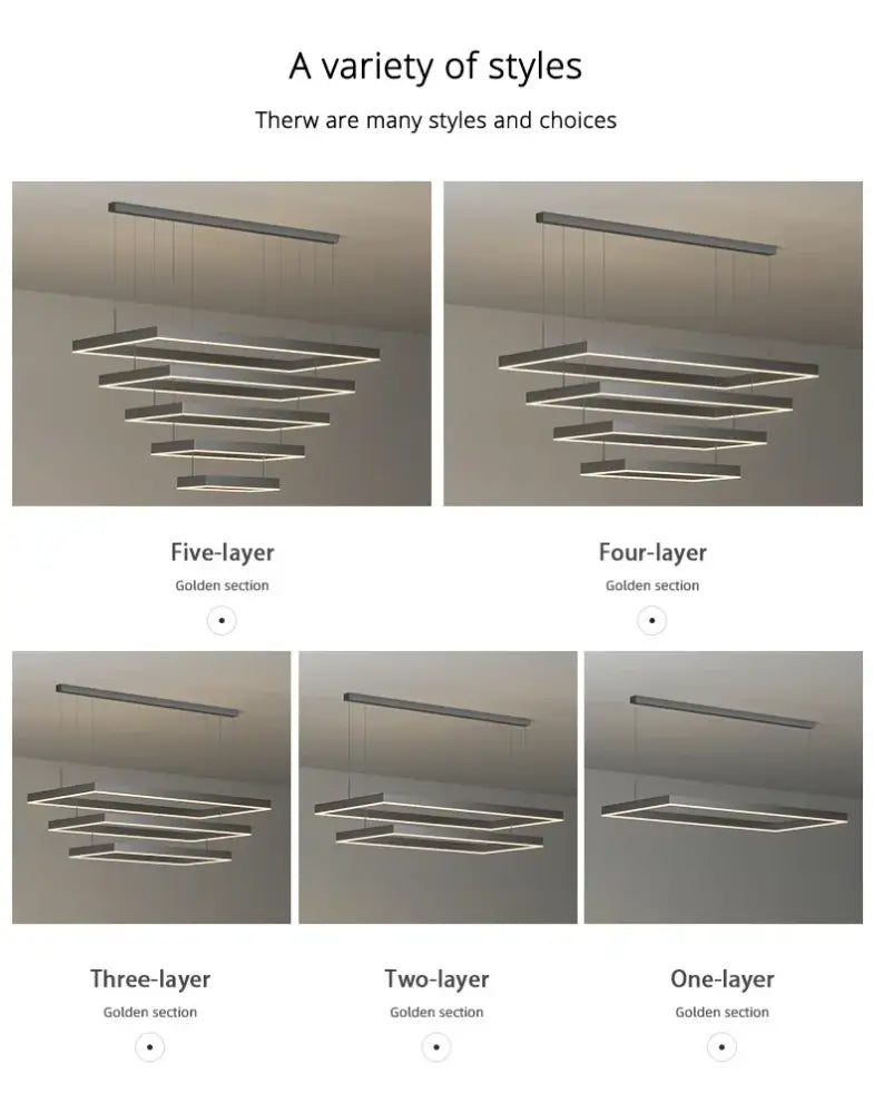 Decorbites dimmable nordic led ceiling chandelier with modern rectangular metallic pendant lights for living room use