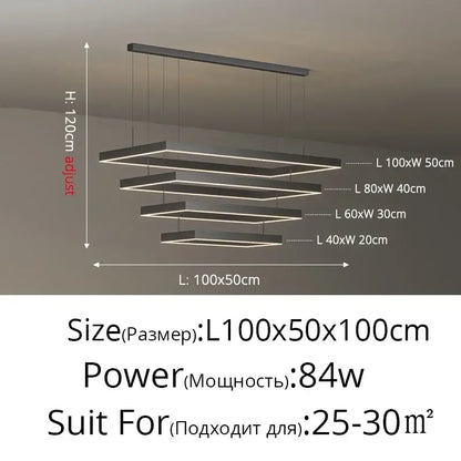 Decorbites™ dimmable nordic black led ceiling chandelier with adjustable height and multiple light levels for living room