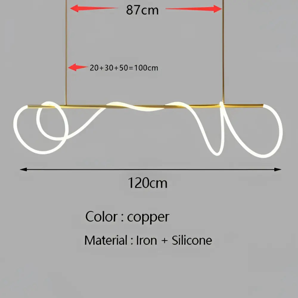 Copper-colored decorbites™ dimmable nordic led ceiling chandelier with sleek iron frame and flexible silicone cord for home decor