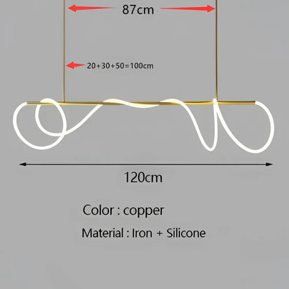 Copper-colored decorbites™ dimmable nordic led ceiling chandelier with sleek iron frame and flexible silicone cord for home decor