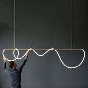 DecorBites™ dimmable nordic hose led ceiling chandelier with sleek gold metal frame and flowing white tubing for home decor