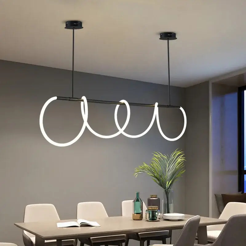 Modern white dimmable nordic hose led ceiling chandelier with sleek black rods for elegant home decor lighting