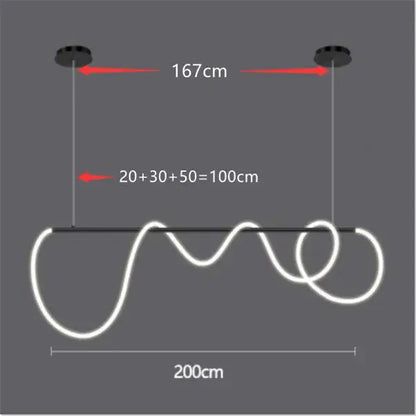 Modern white decorbites™ dimmable nordic hose led ceiling chandelier with a sleek wavy design and black mounting hardware for home decor