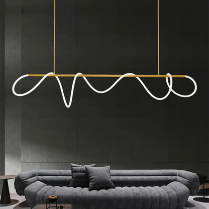 Modern gold-toned decorbites™ dimmable nordic hose led ceiling chandelier with sleek wavy white led strip for home decor