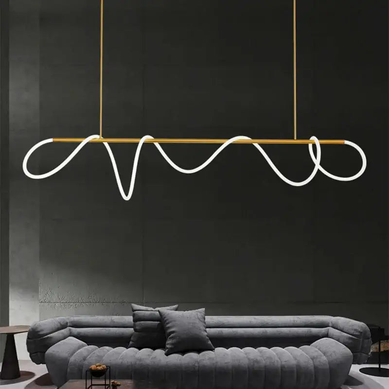 Modern gold-toned decorbites™ dimmable nordic hose led ceiling chandelier with sleek wavy white led strip for home decor