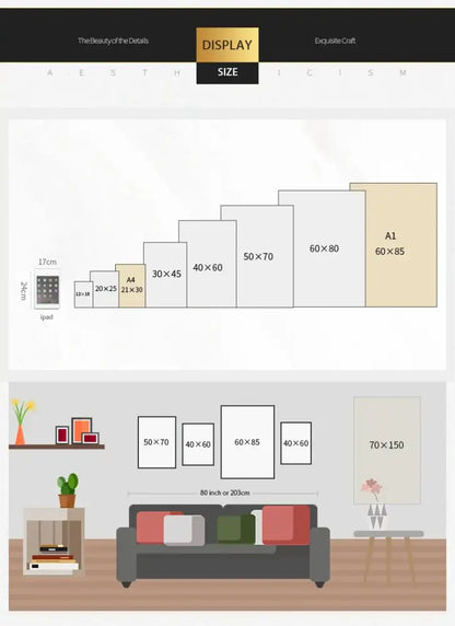 A sleek minimalist display of decorbites™ dog lover nordic canvas wall art in various sizes on a modern wall art canvas wall