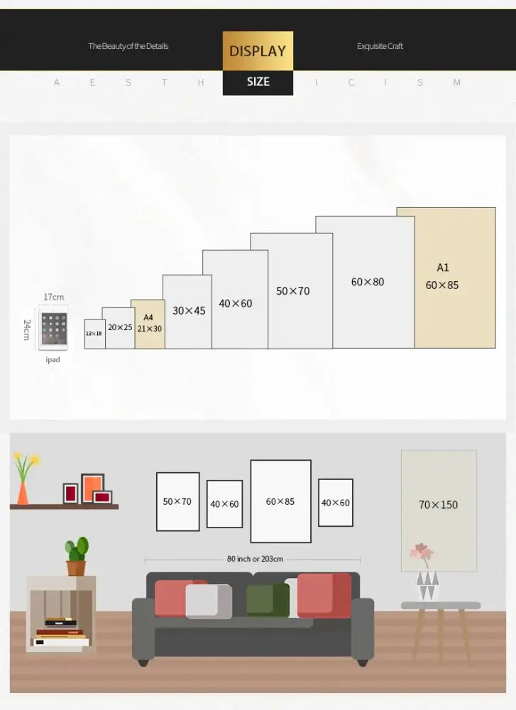 A sleek minimalist display of decorbites™ dog lover nordic canvas wall art in various sizes on a modern wall art canvas wall