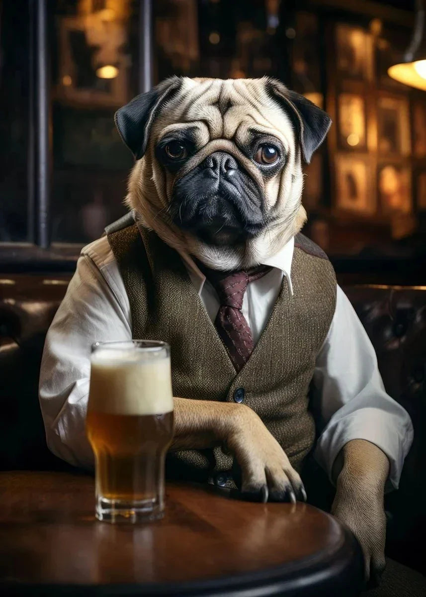 Dog Pub Canvas Print - Animal Wall Art - T / 20x30cm No Frame - Posters
