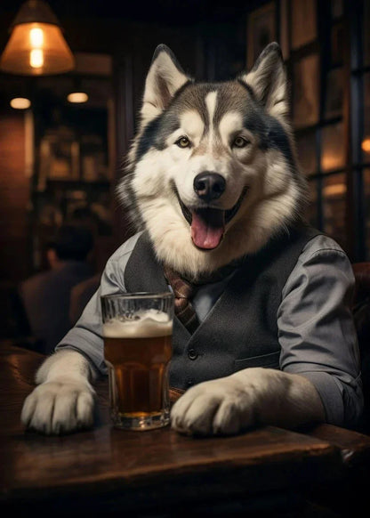 Dog Pub Canvas Print - Animal Wall Art - F / 30x40cm No Frame - Posters