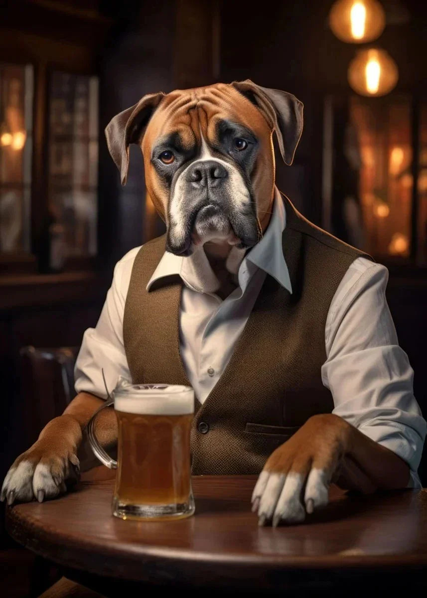 Dog Pub Canvas Print - Animal Wall Art - V / 20x30cm No Frame - Posters