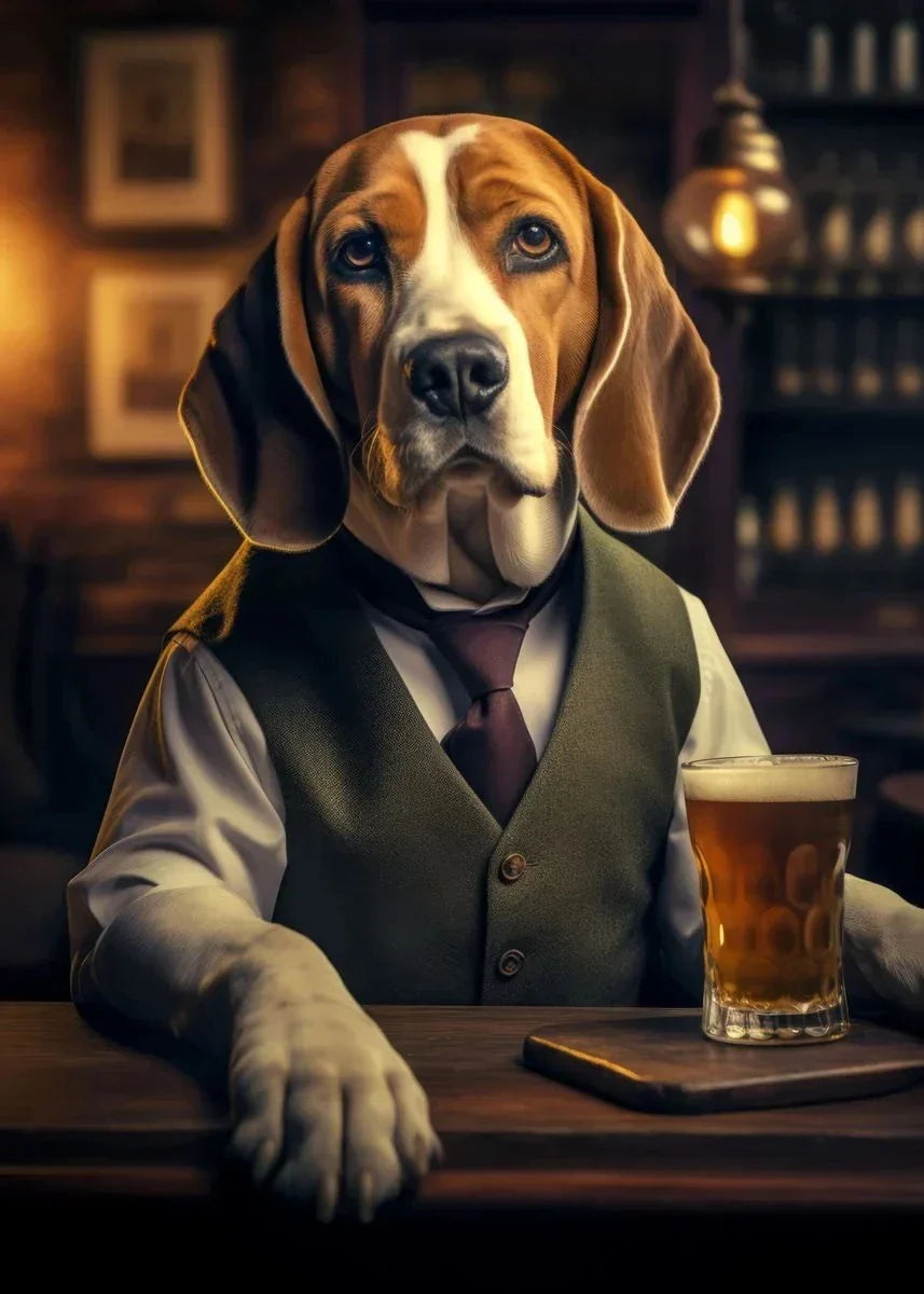 Dog Pub Canvas Print - Animal Wall Art - U / 20x30cm No Frame - Posters