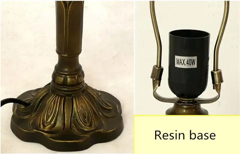 Antique brass-finished e27 retro baroque led table lamp with fluted resin base and black ceramic socket for vintage decor