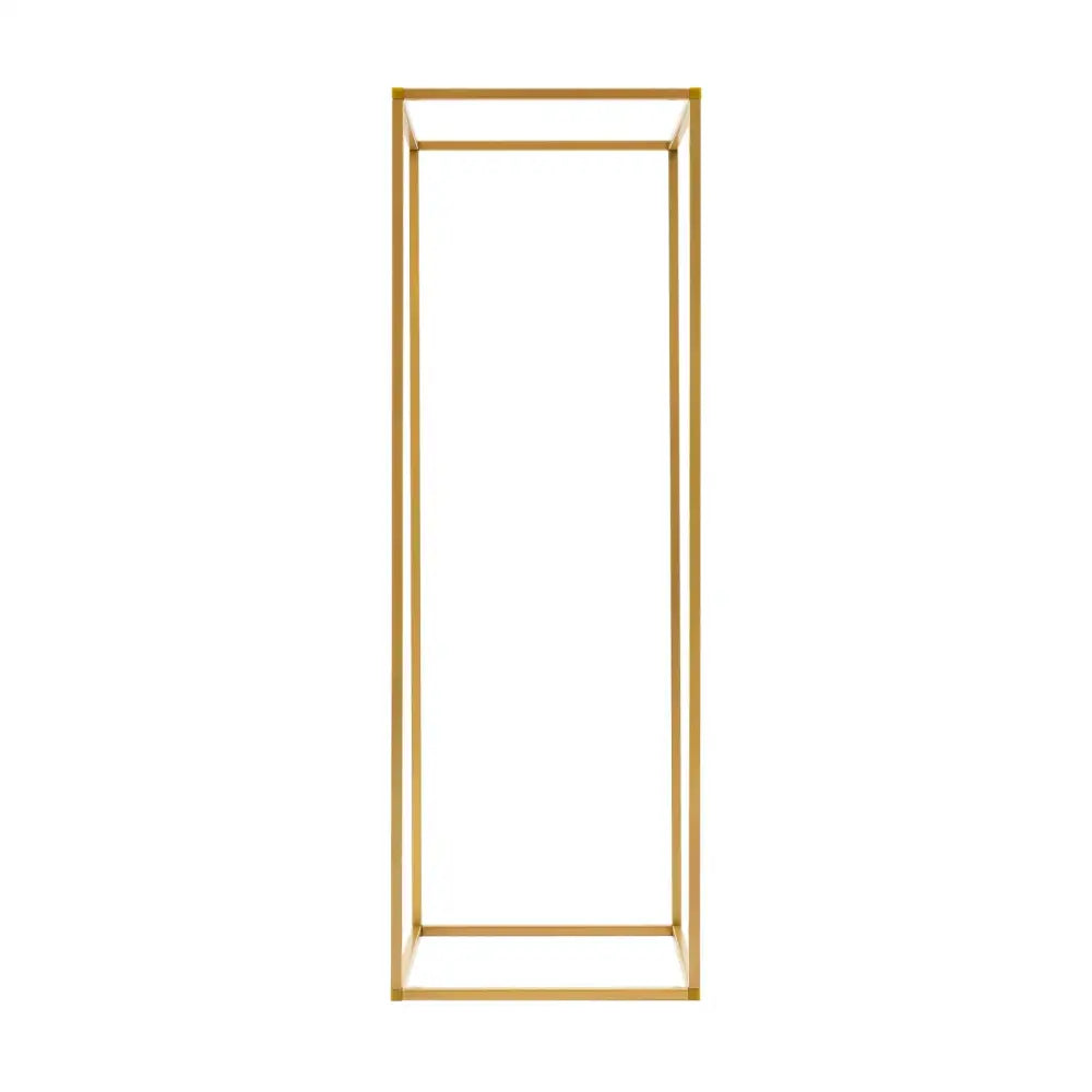 Gold-toned metal minimalist rectangular frame flower stand by DecorBites™ for elegant wedding flower display