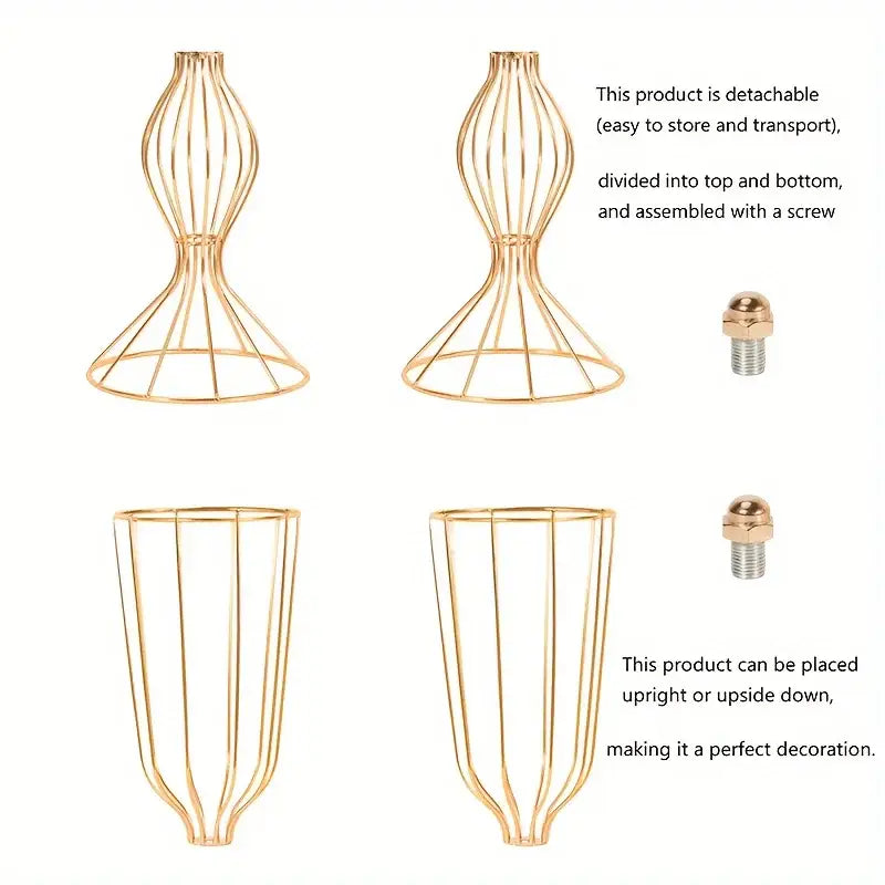 Decorbites™ elegant 23.6in tall gold wireframe vases with detachable sections ideal for modern high vases decor