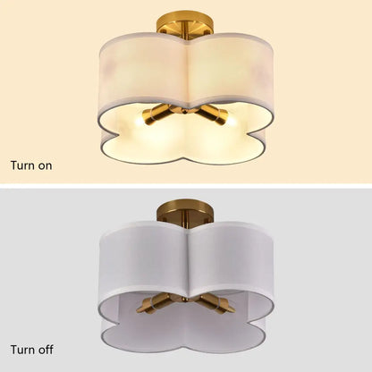 Decorbites™ elegant 4-light gold ceiling light with soft cloud-shaped white fabric shade for stylish lighting