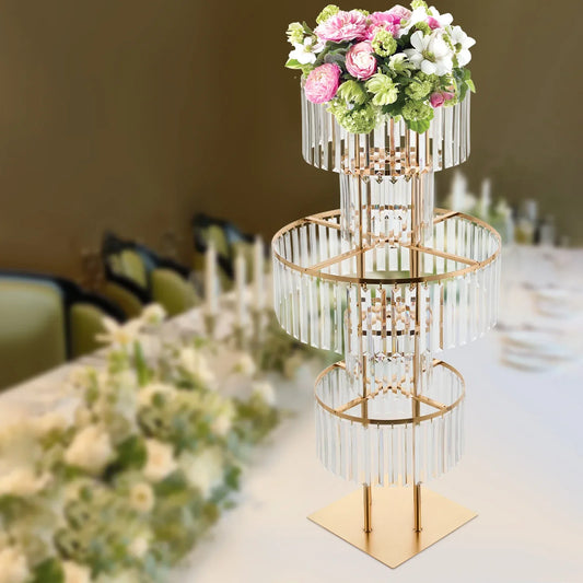 Elegant 5-Tier Gold Wedding Flower Stand - Vase
