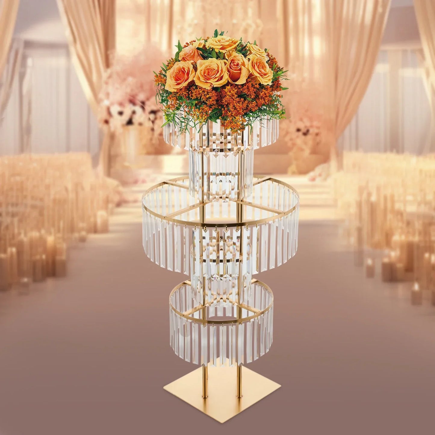 Elegant 5-Tier Gold Wedding Flower Stand - Vase
