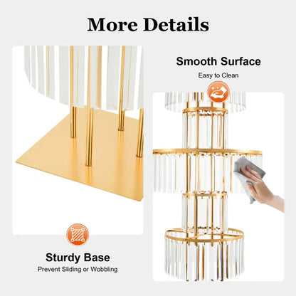 DecorBites™ elegant 5-tier gold wedding flower stand with clear acrylic panels and sturdy square base for flower display