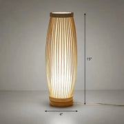 DecorBites™ elegant bamboo floor lamp with e26 e27 light emits warm glow for tea room with wood base and vertical slats