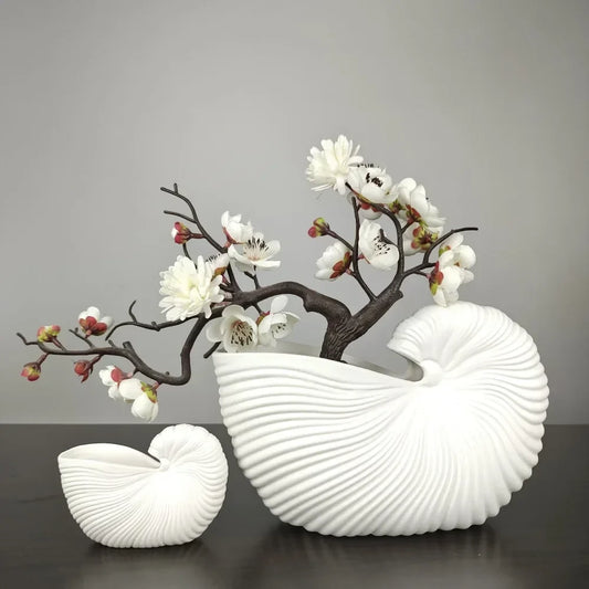 Elegant Ceramic Vase with Shell Design - Vase