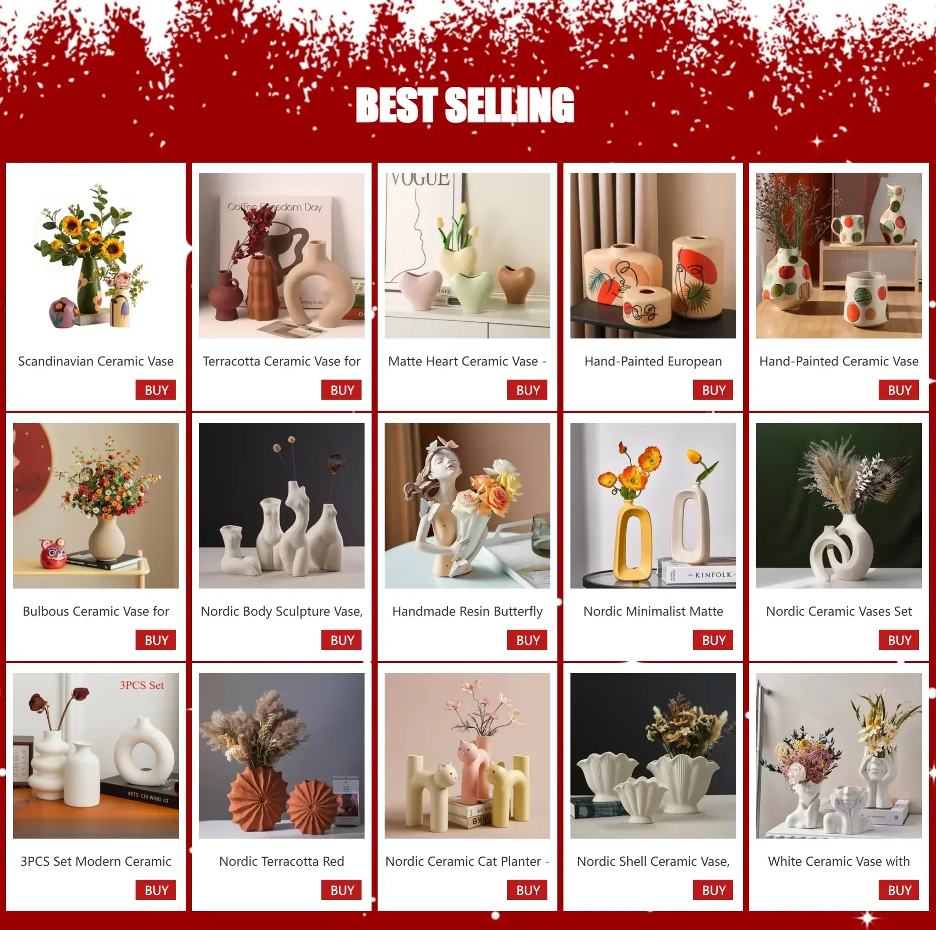 DecorBites™ Elegant Ceramic Vase with Shell Design