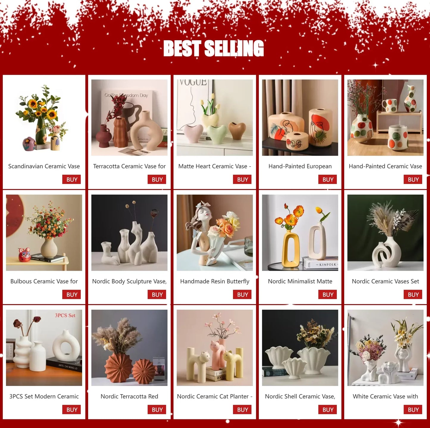 Elegant Ceramic Vase with Shell Design - Vase