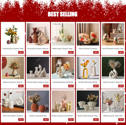 Elegant Ceramic Vase with Shell Design - Vase