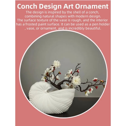 Elegant Ceramic Vase with Shell Design - Vase