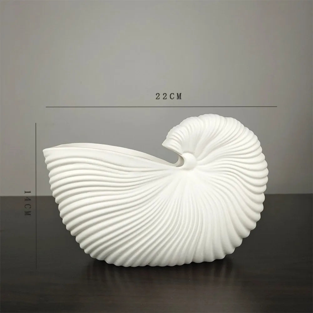 DecorBites™ Elegant Ceramic Vase with Shell Design