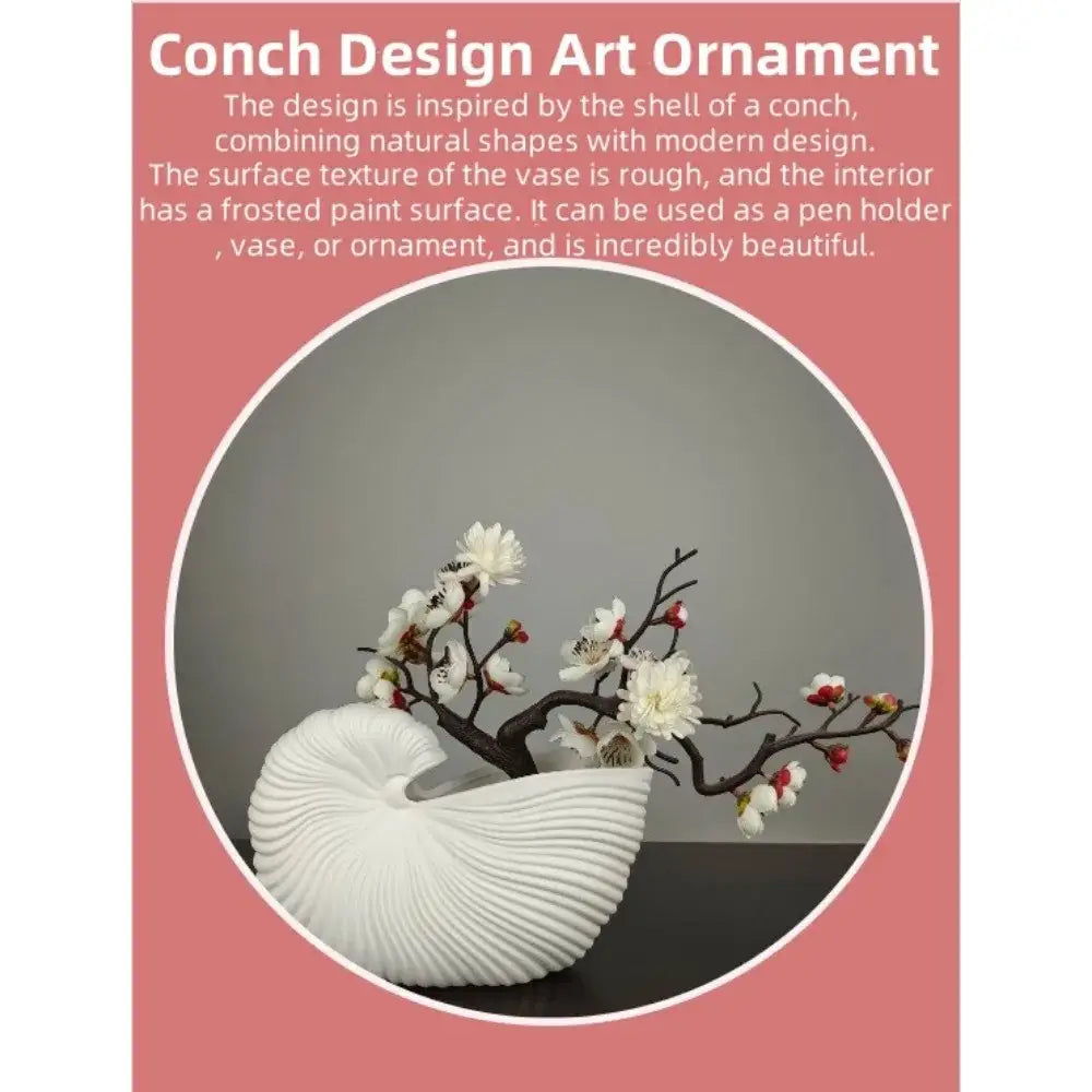 Elegant Ceramic Vase with Shell Design - Vase