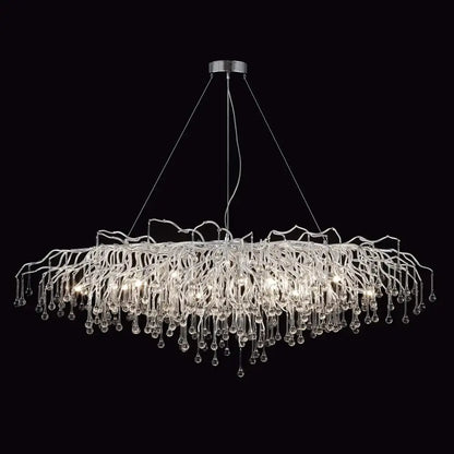 DecorBites™ elegant chrome crystal chandelier with clear glass droplets for living room lamp package lighting