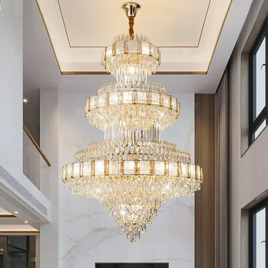 Decorbites elegant crystal chandelier with gold-toned accents and cascading glass prisms for dining room decor