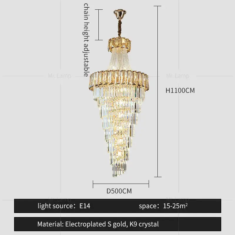 Decorbites elegant crystal chandelier with tiered cascading k9 crystal prisms and gold electroplated accents for living room