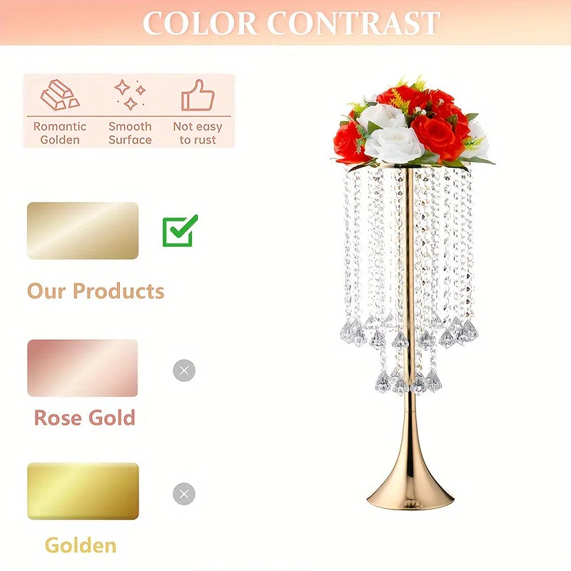 DecorBites™ Elegant Crystal Flower Stand Set for Events