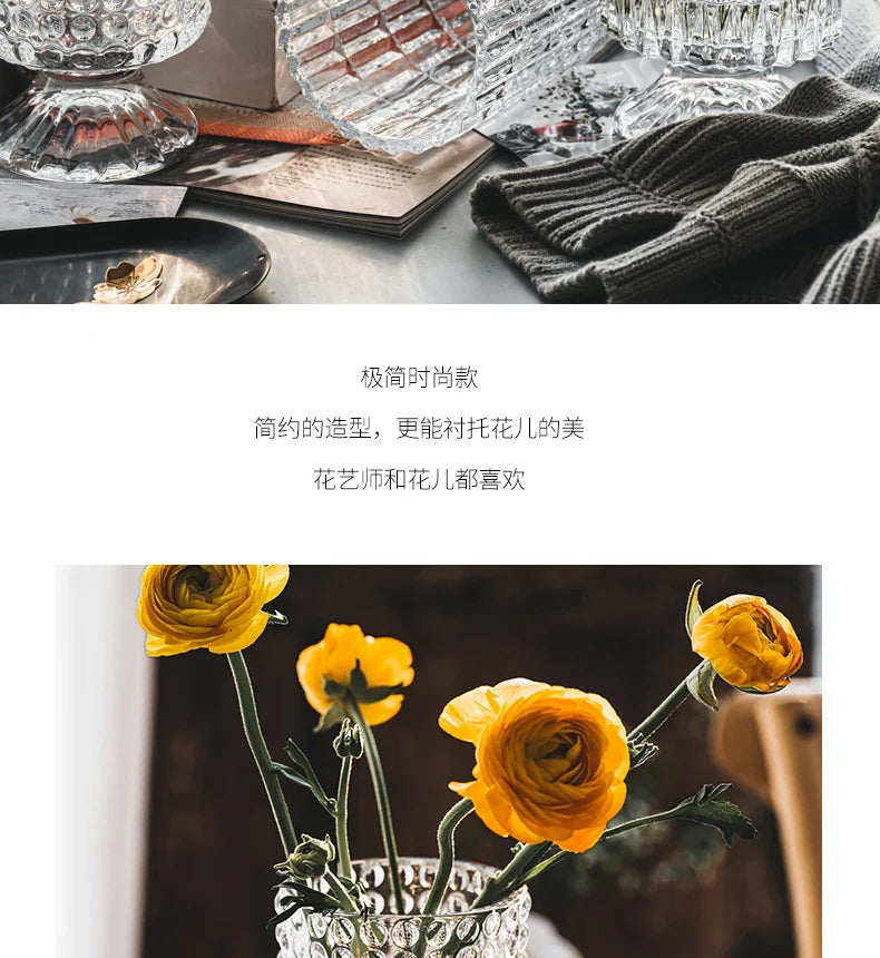 Elegant Crystal Glass Vase for Flower Arrangement - Vase