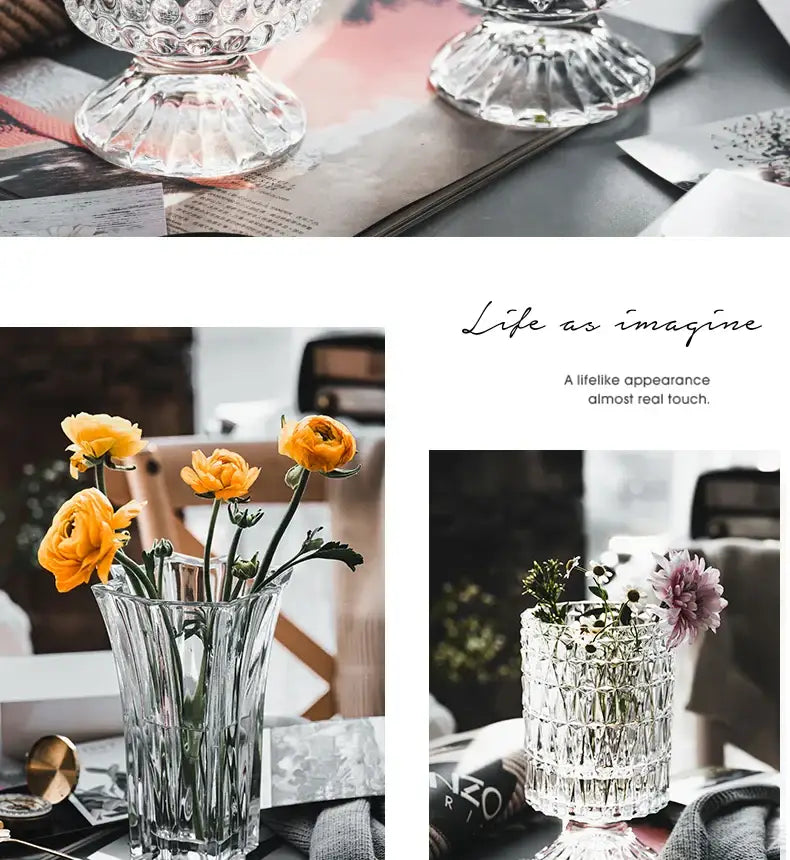 Elegant Crystal Glass Vase for Flower Arrangement - Vase