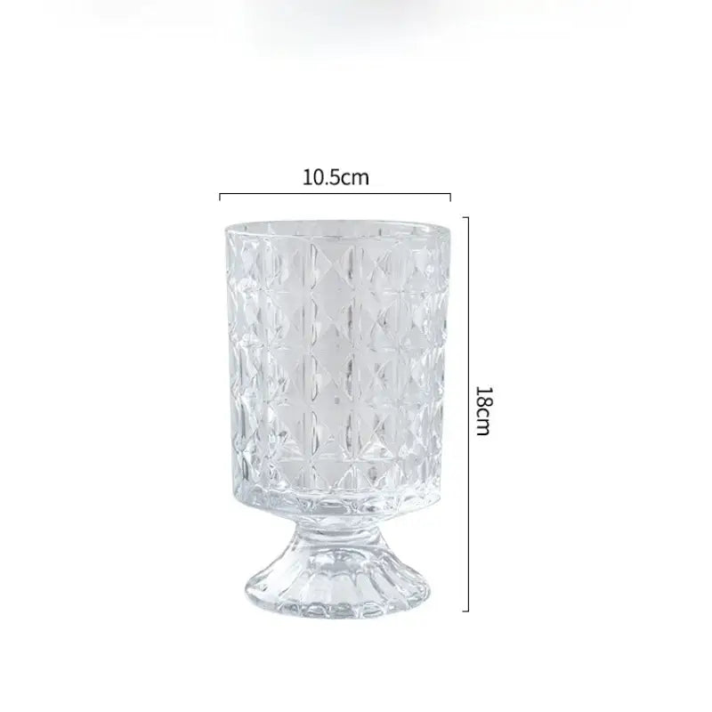 Clear glass crystal glass vase with faceted diamond pattern and fluted pedestal base by DecorBites for flower arrangement