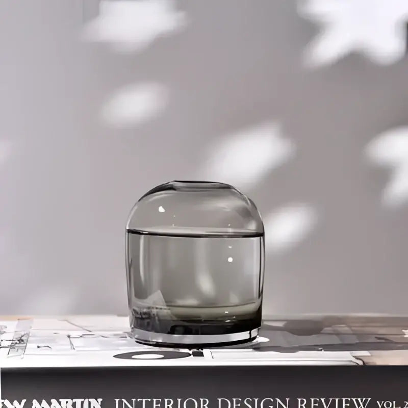Decorbites™ elegant european ins sleek translucent gray glass flower vase with rounded dome lid and minimalist design