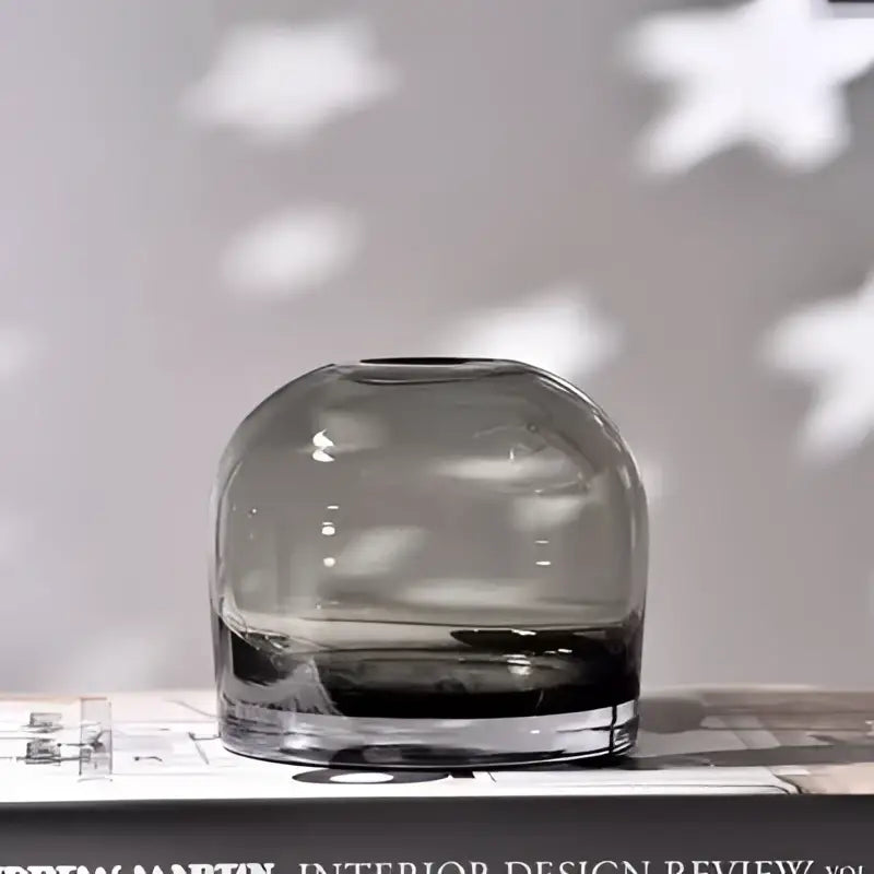 Decorbites™ elegant european ins sleek translucent gray glass flower vase with rounded dome shape and sturdy base