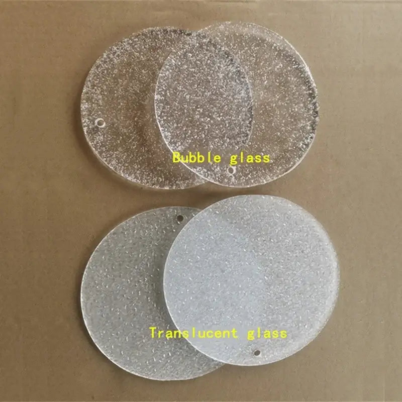 Clear and frosted circular glass discs with textured bubbles in decorbites elegant glass chandelier gold bedroom light