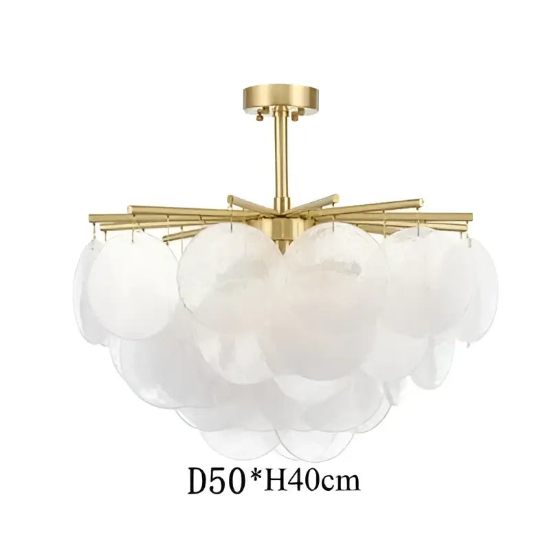 Gold-toned decorbites elegant glass chandelier with translucent bubble-like discs for bedroom lighting